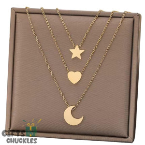 Trendy Star, Heart, Moon Layered Charm Necklace