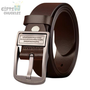 Dark Brown Men's Pure Cowhide Leather Belt