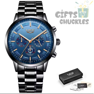 LIGE MEN'S CHRONOGRAPH WATCH - BLACK BLUE