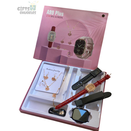 A99 Plus Ladies Smart Watch With 2 Straps, Extra Ladies Watch and Jewellery
