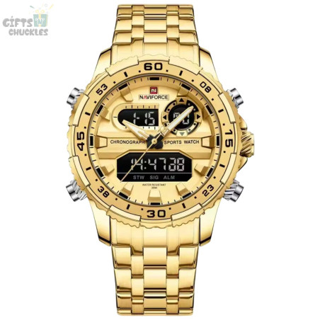Naviforce Dual Time Gents  Watch - Gold